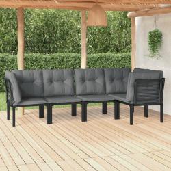 Salon de jardin 5 pcs noir et gris r&eacute;sine tress&eacute;e