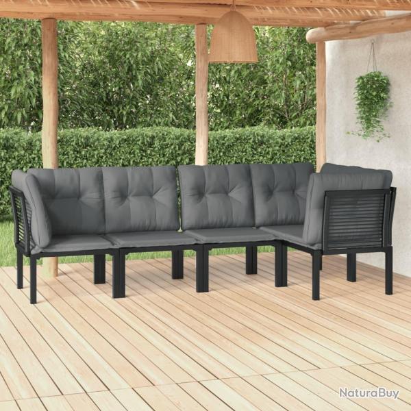 Salon de jardin 5 pcs noir et gris r�sine tress�e