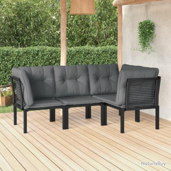 Salon de jardin 4 pcs noir et gris r�sine tress�e