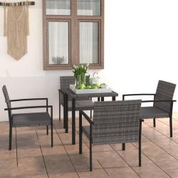 Ensemble &agrave; manger de jardin 5 pcs R&eacute;sine tress&eacute;e Gris