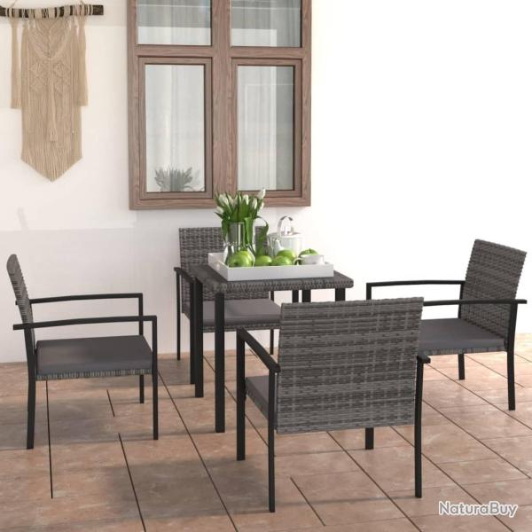 Ensemble � manger de jardin 5 pcs R�sine tress�e Gris alsavelo