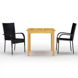 Ensemble &agrave; manger de jardin 3 pcs Noir