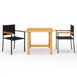 Ensemble &agrave; manger de jardin 3 pcs Noir