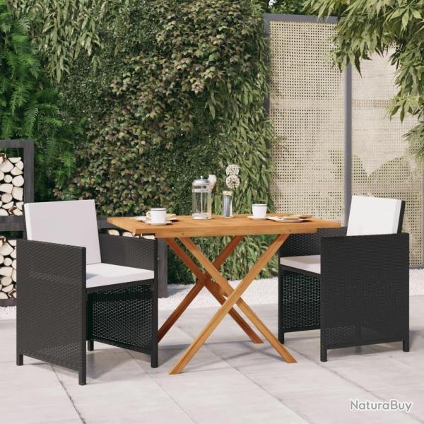 Ensemble � manger de jardin avec coussins 3 pcs Noir alsavelo