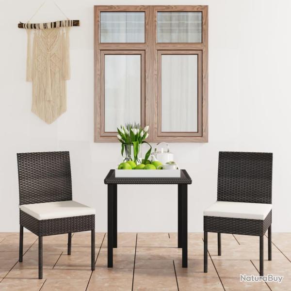 Ensemble � manger de jardin 3 pcs R�sine tress�e Noir