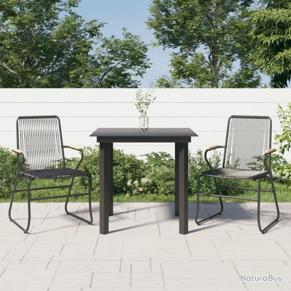 Ensemble � manger de jardin 3 pcs noir rotin PVC