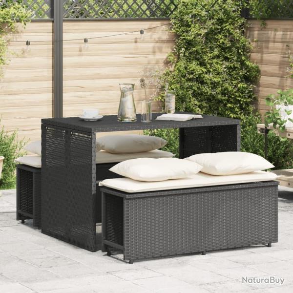 Ensemble � manger de jardin avec coussins 3 pcs Noir alsavelo