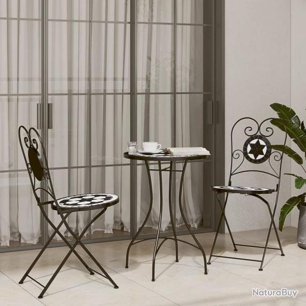 bistro mosa�que noir et blanc fer et c�ramique