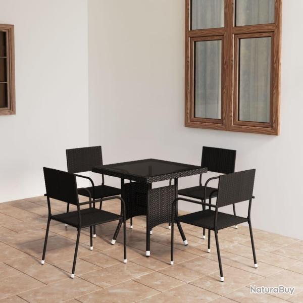 Ensemble � manger de jardin 5 pcs R�sine tress�e Noir alsavelo