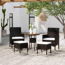 Salon de jardin 5 pcs R&eacute;sine tress&eacute;e Noir