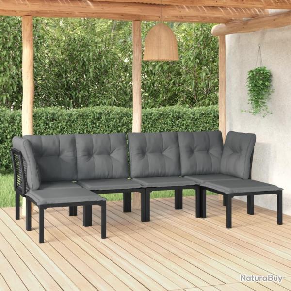 Salon de jardin 6 pcs noir et gris r�sine tress�e