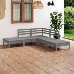 Salon de jardin 5 pcs Bois de pin massif Gris alsavelo