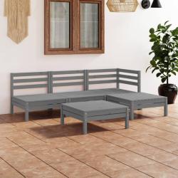 Salon de jardin 5 pcs Bois de pin massif Gris alsavelo