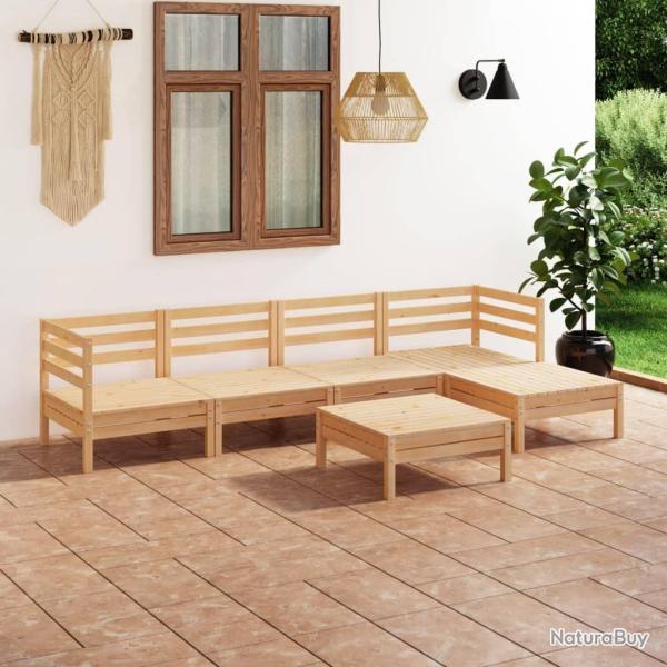 Salon de jardin 6 pcs Bois de pin massif alsavelo