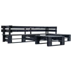 Canap&eacute;s de jardin palette 4 pcs Noir Bois alsavelo