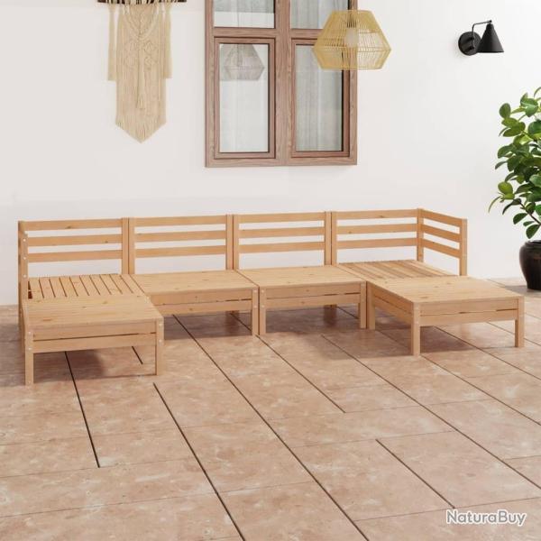 Salon de jardin 6 pcs Bois de pin massif alsavelo