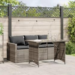 Ensemble &agrave; manger de jardin et coussins 2 pcs gris rotin alsavelo