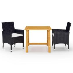 Ensemble &agrave; manger de jardin 3 pcs Noir