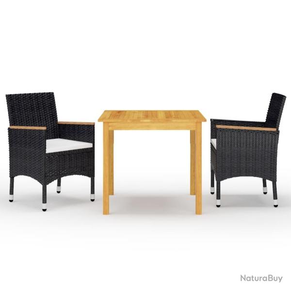 Ensemble de salle � manger de jardin 3 pcs Noir