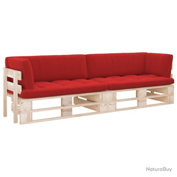Canap� palette 2 places avec coussins Bois de pin impr�gn� alsavelo
