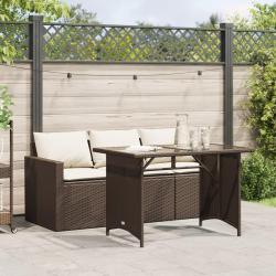 Ensemble &agrave; manger de jardin avec coussins 2 pcs marron rotin