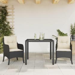 Ensemble &agrave; manger de jardin avec coussins 3 pcs Noir alsavelo