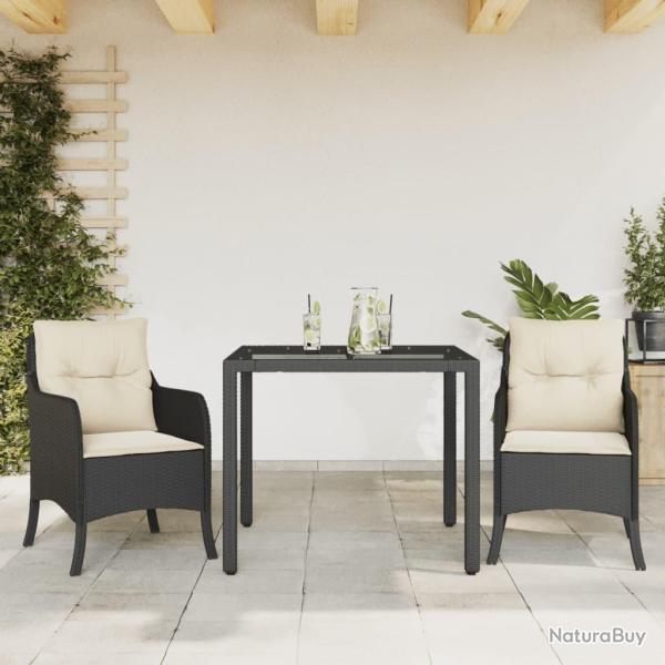 Ensemble � manger de jardin avec coussins 3 pcs Noir alsavelo