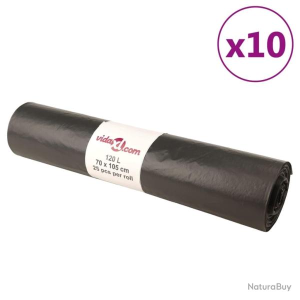 Sacs poubelles 250 pcs noir 120 L