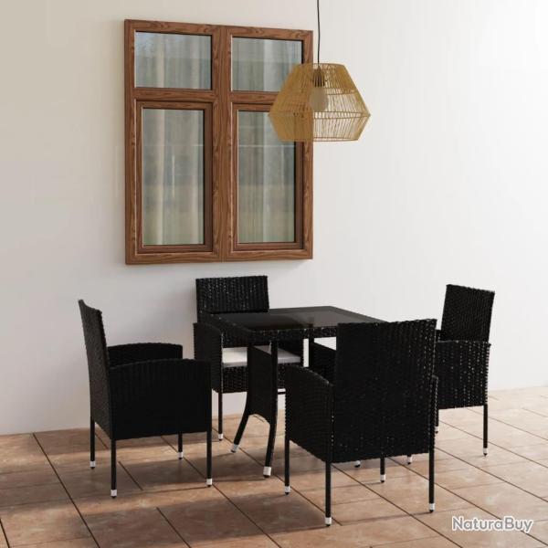 Ensemble � manger de jardin 5 pcs R�sine tress�e Noir alsavelo