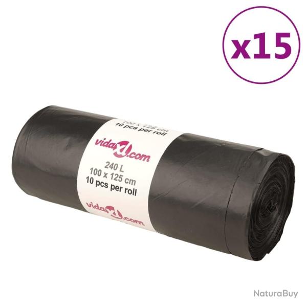 Sacs poubelles 150 pcs noir 240 L