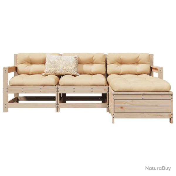 Salon de jardin 4 pcs bois massif de pin alsavelo