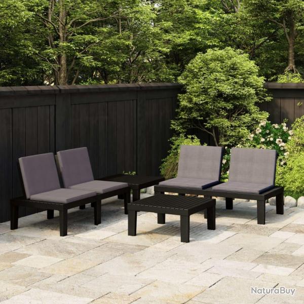 Salon de jardin 4 pcs avec coussins Plastique Gris alsavelo