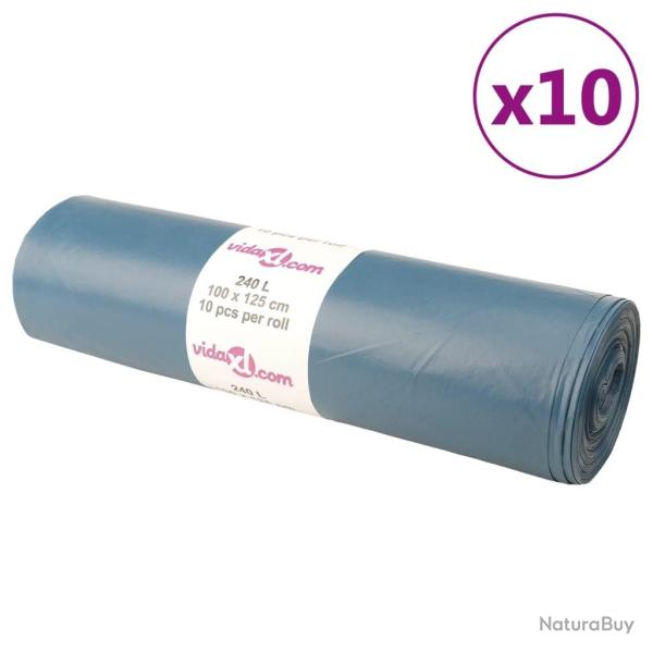 Sacs poubelles 100 pcs bleu 240 L