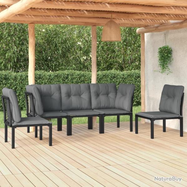 Salon de jardin 5 pcs noir et gris r�sine tress�e