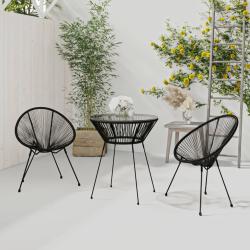 Ensemble &agrave; d&icirc;ner d'ext&eacute;rieur 3 pcs Rotin PVC Noir