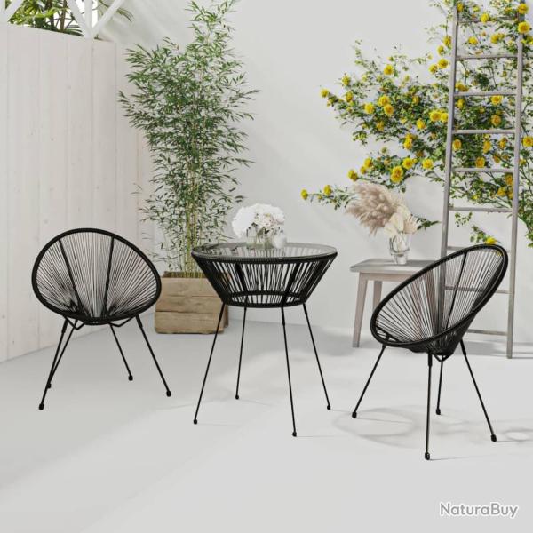 Ensemble � d�ner d'ext�rieur 3 pcs Rotin PVC Noir