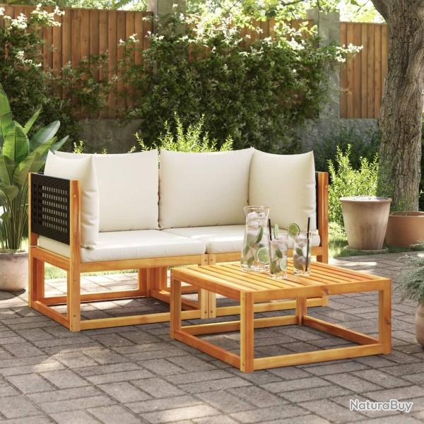 Canap�s d'angle de jardin et coussins 2pcs bois massif d'acacia