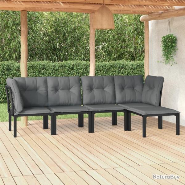 Salon de jardin 5 pcs noir et gris r�sine tress�e