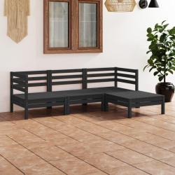 Salon de jardin 4 pcs Bois de pin massif Noir alsavelo