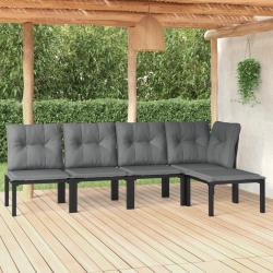 Salon de jardin 5 pcs noir et gris r&eacute;sine tress&eacute;e alsavelo