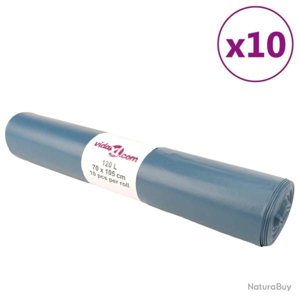 Sacs poubelles 100 pcs bleu 120 L alsavelo
