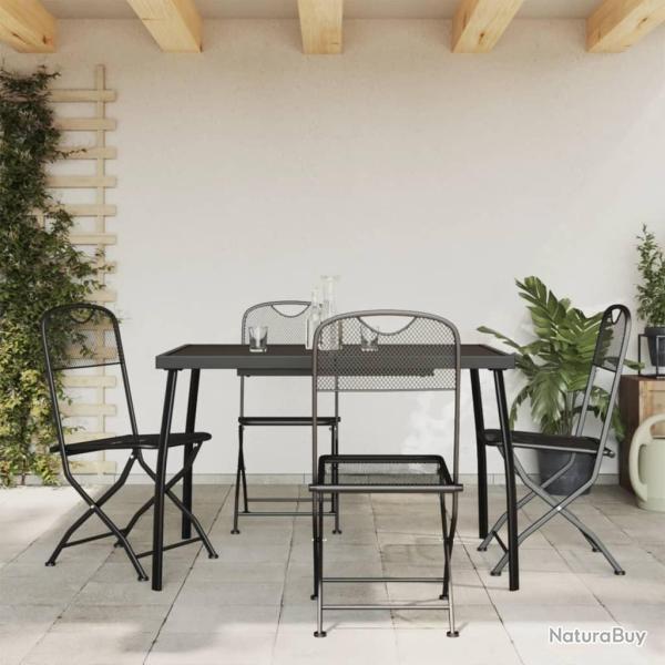 Ensemble � manger de jardin 5 pcs anthracite m�tal maille alsavelo