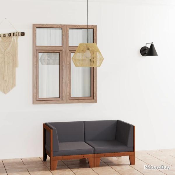 Canap� 2 places avec coussins gris fonc� Bois d'acacia massif