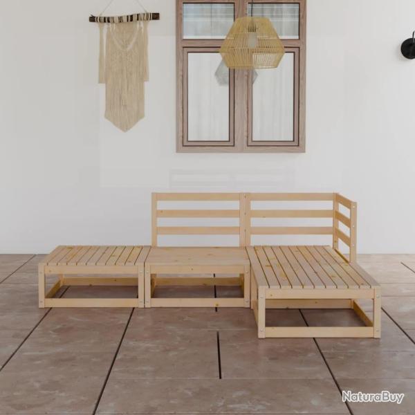 Salon de jardin 4 pcs Bois de pin massif alsavelo