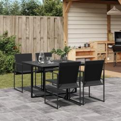 Ensemble &agrave; manger de jardin 5 pcs noir textil&egrave;ne