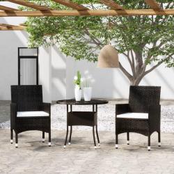 Ensemble &agrave; manger de jardin 3 pcs R&eacute;sine tress&eacute;e Noir