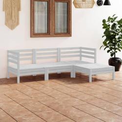 Salon de jardin 4 pcs Bois de pin massif Blanc alsavelo
