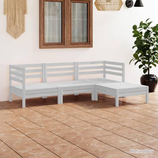 Salon de jardin 4 pcs Bois de pin massif Blanc alsavelo