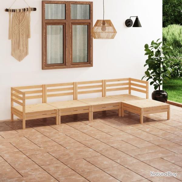 Salon de jardin 5 pcs Bois de pin massif alsavelo