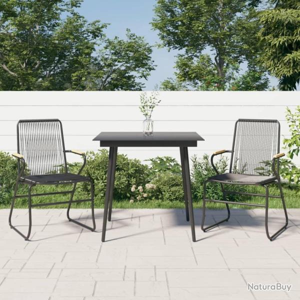 Ensemble � manger de jardin 3 pcs noir rotin PVC